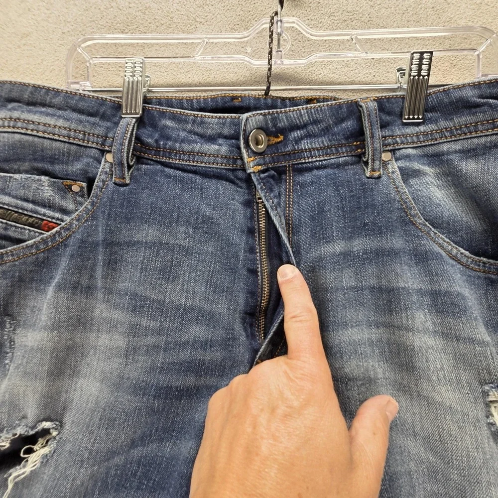 Diesel Jeans Mens 31x30 Blue‎ Krayver Regular Slim Carrot Thrashed R6DZ4